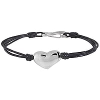Bracelet out of Leather and Stainless Steel. Width:13mm.  Heart Love