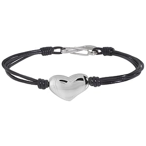Bracelet Leather Stainless Steel Heart Love