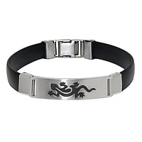 Bracelet out of Stainless Steel with Silicone. Width:11,4mm. Length:22cm.  Salamander Gecko Lizard