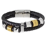 Bracelet Leather Stainless Steel Gold-plated PVC Stripes Grooves Rills