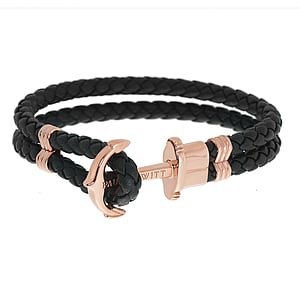 PAUL HEWITT Bracelet Leather Stainless Steel PVD-coating (gold color) Anchor rope ship