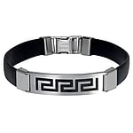 Bracelet out of Stainless Steel with Silicone. Width:11,5mm. Length:22cm.  Tribal pattern