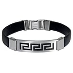 Armband uit Staal met Siliconen. Breedte:11,5mm. Lengte:22cm.  tribal tekening tribal patroon