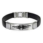 Armband aus Edelstahl mit Silikon. Breite:11,5mm. Lnge:22cm.  Tribal Zeichnung Tribal Muster