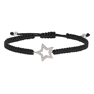 Knotted bracelet Silver 925 Crystal nylon Star