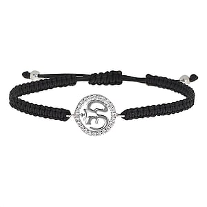 Bracciale annodato Argento 925 Cristallo Nylon Om Aum Dio