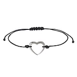 Geknpftes Armband Silber 925 Nylon Herz Liebe