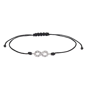 Knotted bracelet Silver 925 Crystal nylon Eternal Loop Eternity