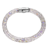 Bracelet out of Stainless Steel with Crystal. Width:8mm. Length:20cm. With magnet clasp.