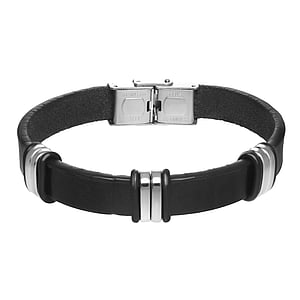 Bracciale Pelle Acciaio inox PVC Striatura Banda Incavo