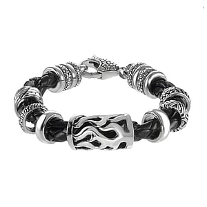 Bracelet Leather Stainless Steel Fur Fur_pattern Animal_Print Tribal_pattern