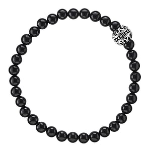 Bracelet de pierre Onyx noir Acier inoxydable