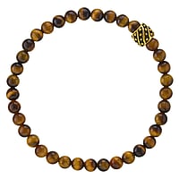 Bracelet de pierre en Acier inoxydable avec Oeil-de-tigre et Revtement PVD (couleur or). Largeur:9mm. Longueur:21cm. lastique.