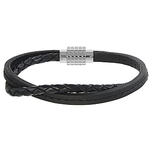 Bracelet Leather Stainless Steel Eternal Loop Eternity