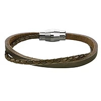 Bracelet out of Leather and Stainless Steel. Width:10mm.  Eternal Loop Eternity Everlasting Braided Intertwined 8