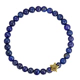 Bracelet de pierre Acier inoxydable Revtement PVD (couleur or) Lapis-lazuli toile