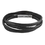 Bracciale in Pelle e Acciaio inox con Pelle finta. Lunghezza:20cm.