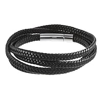 Bracciale annodato in Acciaio inox con Pelle finta. Lunghezza:20cm.