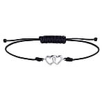Knotted bracelet out of Silver 925 with nylon. Width:6mm. Adjustable length.  Heart Love