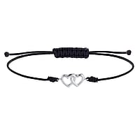 Bracciale annodato in Argento 925 con Nylon. Larghezza:6mm. Lunghezza variabile.  Cuore Amore