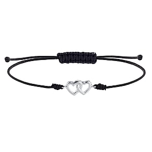 Knotted bracelet Silver 925 nylon Heart Love