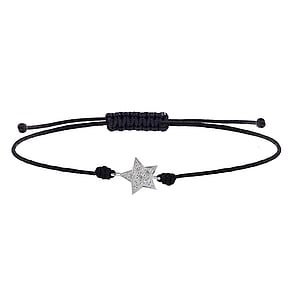 Knotted bracelet Silver 925 nylon zirconia Star