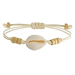 Pulsera de conchas de Madera con nyln. Longitud:26-24cm. Longitud ajustable.