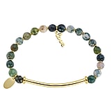 Bracelet de pierre Acier inoxydable Revtement PVD (couleur or) Agate Love Amour