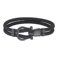 PAUL HEWITT Geknpftes Armband aus Edelstahl mit PVD Beschichtung (schwarz) und Nylon. Breite:21mm. Lnge:20cm. Matt geschliffen.