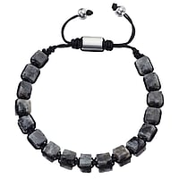 Stone bracelet out of Stainless Steel with Spectrolite and nylon. Width:ca,6-8mm. Length:18-25cm. Adjustable length.