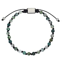 Stone bracelet out of Stainless Steel with nylon and Agate. Cross-section:4,5mm. Length:18-27cm. Adjustable length.