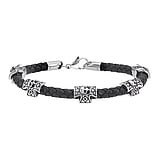 Bracelet Leather Stainless Steel Skull Skeleton