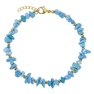 Bracelet de pierre Acier inoxydable Revtement PVD (couleur or) Turquoise