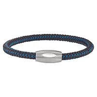 Bracciale in Pelle e Acciaio inox con Plastica. Diametro:6mm. Larghezza:11mm. Lunghezza:21cm. Con chiusura a calamita.  Eterno Eterna Passante Infinto Eternit Infinit Immensit Intrecciato Tortuoso 8