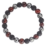 Stone bracelet Black jade Hematite Red Tigers eye Plastic