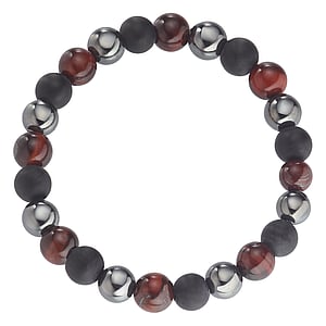 Bracelet de pierre Jade noir Hmatite Oeil-de-tigre rouge Plastique