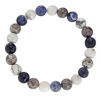 Stone Armband met Sodaliet, Jaspis, Howliet en Kunststof. Diameter:9mm.