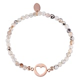 Bracelet de pierre Acier inoxydable Revtement PVD (couleur or) Agate Coeur Amour