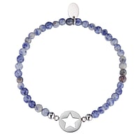 Stone bracelet out of Stainless Steel with Ocean Jasper. Cross-section:4mm. Diameter:12mm. Elastic. Shiny.  Star