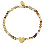 Stone bracelet Stainless Steel PVD-coating (gold color) Agate Heart Love
