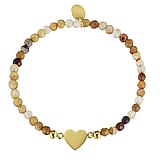 Bracelet de pierre Acier inoxydable Revtement PVD (couleur or) Agate Coeur Amour