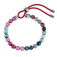 Kids bracelet out of Stainless Steel and PVC with Agate. Diameter:6mm. Length:16-22cm. Adjustable length. Elastic.