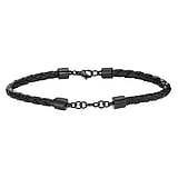 Bracelet Leather Stainless Steel Black PVD-coating