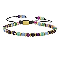 Bracelet nou en Acier inoxydable avec Revtement PVD (couleur or), Nylon, Agate et Jade. Coupe transversale :4,5mm. Longueur:16,5-27,5cm. Longueur ajustable.