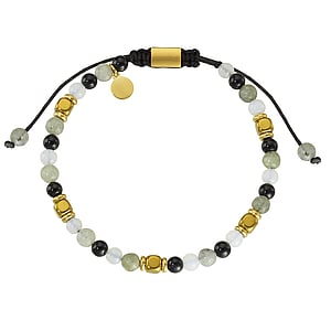 Stone bracelet Stainless Steel PVD-coating (gold color) nylon Agate