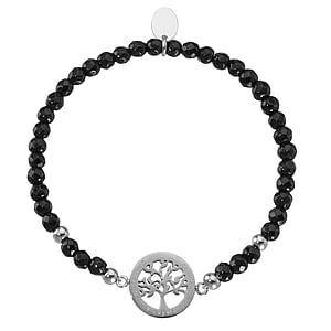 Bracciale di pietra Acciaio inox Giada nera Albero Albero_della_vita