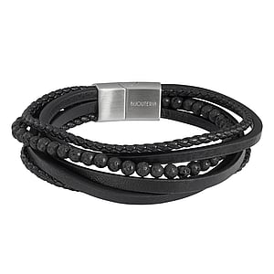 Bracelet Leather lava stone Stainless Steel