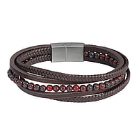 Lederarmband aus Edelstahl mit Jaspis. Breite:13mm. Lnge:21cm.