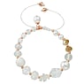 Stone bracelet Stainless Steel nylon PVD-coating (gold color) Natural stone Synthetic Pearls Crystal