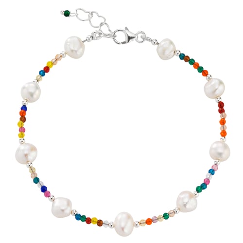 Bracelet de perles 830 en Argent 925 avec Cristal 7+2mm 18-21cm
